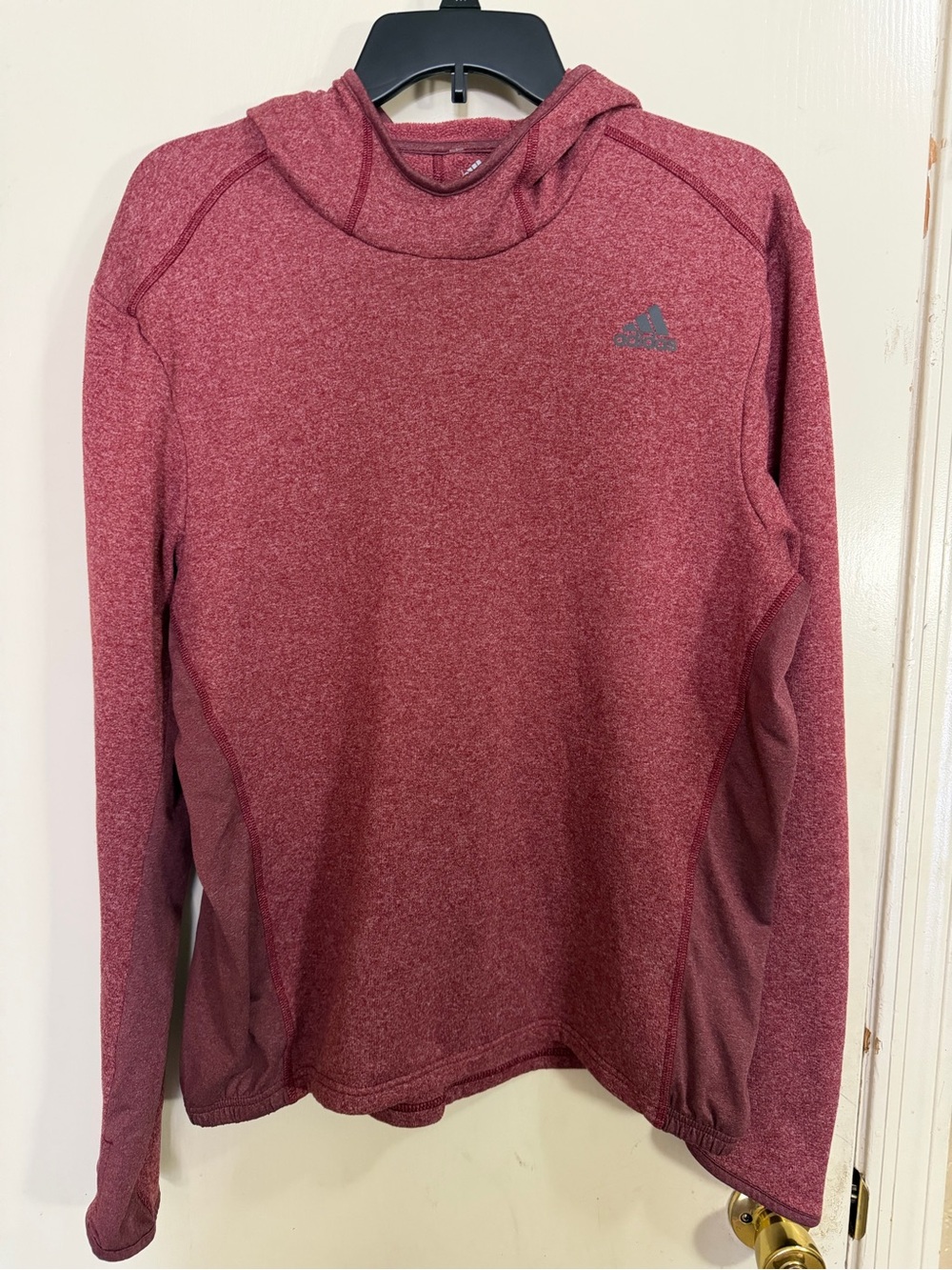 Adidas Maroon Heather Long Sleeve Hooded Performance Top Women’s (211)